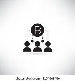 bitcoin and people group concept icon
