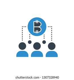 bitcoin and people group concept icon