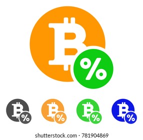 Bitcoin Percent icon. Vector illustration style is a flat iconic bitcoin percent symbol with grey, green, blue, yellow color versions. Designed for web and software interfaces.