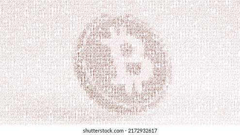Ángulo de perspectiva de bitcoin con un significado corto usando tipografía interesante.