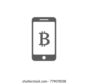 Bitcoin phone icon. Smartphone with bitcoin. 