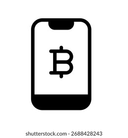 Icono de Bitcoin y teléfono, que simboliza las aplicaciones de monedero criptográfico móvil