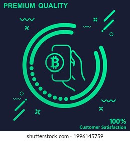 Bitcoin in phone icon vector illustration - modern design