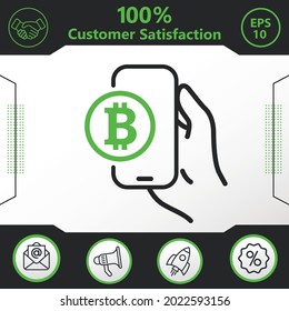 Bitcoin en elementos gráficos de iconos vectoriales de teléfono para su trabajo - Diseño moderno