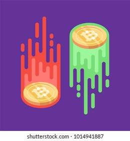Bitcoin. Physical bit coin. Digital currency. Cryptocurrency. Golden coin with bitcoin symbol. Bitcoin with flat design style. stock vector illustration.