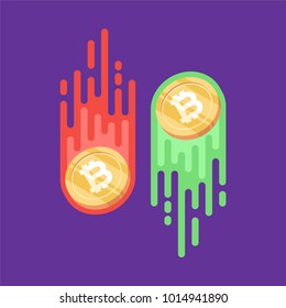 Bitcoin. Physical bit coin. Digital currency. Cryptocurrency. Golden coin with bitcoin symbol. Bitcoin with flat design style. stock vector illustration.