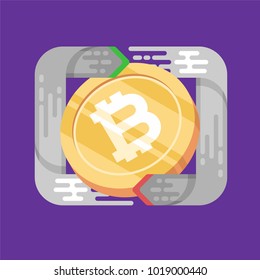 Bitcoin. Physical bit coin. Digital currency. Cryptocurrency. Golden coin with bitcoin symbol. Bitcoin with flat design style. stock vector illustration.