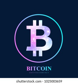 Bitcoin. Physical bit coin. Bitcoin digital currency coin damage world finance system. Cryptocurrency. Virtual money. Vector illustration