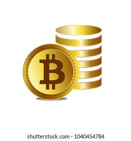 Bitcoin. Physical bit coin. Digital currency. Cryptocurrency. Coin with bitcoin symbol. Bitcoin with flat design style. stock vector illustration.