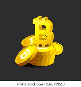 Bitcoin. Physical bit coin. Digital Cryptocurrency. Golden coin with bitcoin symbol.