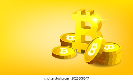 Bitcoin. Physical bit coin. Digital Cryptocurrency. Golden coin with bitcoin symbol.