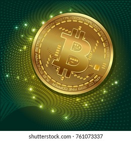 Bitcoin. Physical bit coin. Digital currency. Crypto currency symbol and coin image for using in web projects or mobile applications. Stock vector illustration.