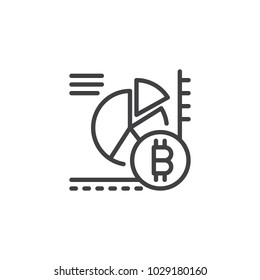 Bitcoin pie chart outline icon. linear style sign for mobile concept and web design. Cryptocurrency analytics simple line vector icon. Symbol, logo illustration. Pixel perfect vector graphics
