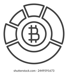 Bitcoin pie chart vector Crypto Trading Stats concept thin line icon or design element
