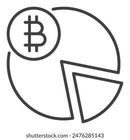 Bitcoin Pie Chart vector Crypto Currency concept icon or sign in thin line style