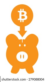 Bitcoin pig moneybox logo vector