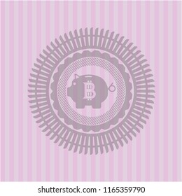 bitcoin piggy bank icon inside retro pink emblem