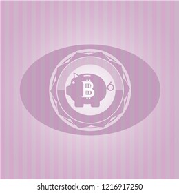 bitcoin piggy bank icon inside pink icon or emblem