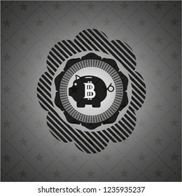 bitcoin piggy bank icon inside dark emblem