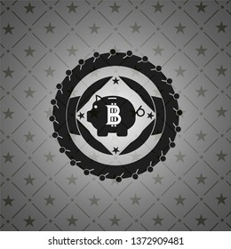 bitcoin piggy bank icon inside dark emblem