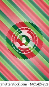 bitcoin piggy bank icon inside christmas badge.