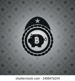 bitcoin piggy bank icon inside black emblem