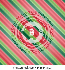 bitcoin piggy bank icon inside christmas emblem background.