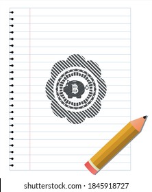 bitcoin piggy bank icon penciled. Vector Illustration. Detailed. 