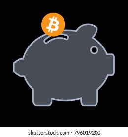 bitcoin piggy bank icon vector design