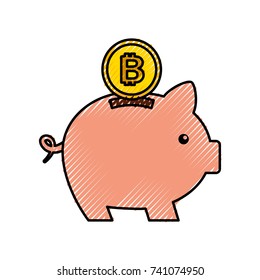 bitcoin piggy bank saving cryptocurrency money concept