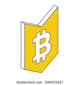Bitcoin pin label. Vector 3d line isometric, color web icons, new flat style. Creative illustration, design idea for infographics.