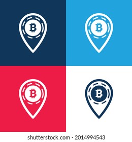 Bitcoin Placeholder blue and red four color minimal icon set