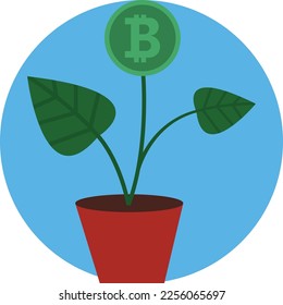 Bitcoin Plant  Vector Icon which is suitable for commercial work and easily modify or edit it
