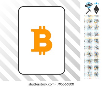 Bitcoin playing card icon with 700 bonus bitcoin mining and blockchain design elements. Flat vector style for gambling and crypto-currency software.