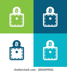 Bitcoin Pocket Flat cuatro colores mínimo conjunto de iconos