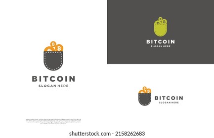 Bitcoin in der Design-Symbolvorlage für das Taschenlogo