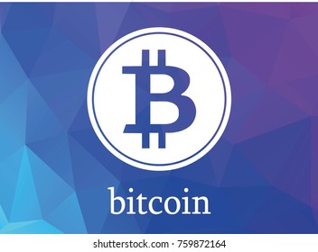 Bitcoin polygonal background illustration. Bitcoin sticker for web or print.
