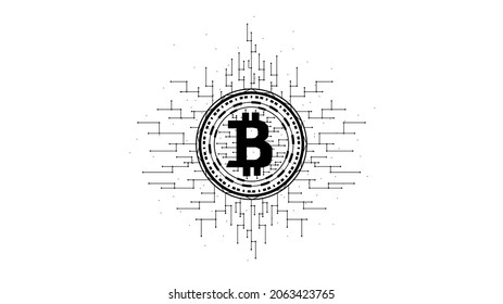 Bitcoin polygonal vector illustration on a white background. Cryptocurrency low poly design