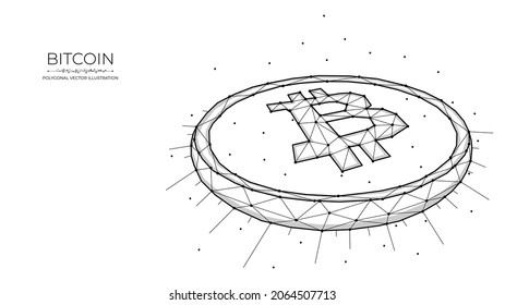 Bitcoin, polygonal, Vektorgrafik auf weißem Hintergrund. Kryptowährung Low-Poly-Design. Abstrakter digitaler Banner, Vorlage oder Hintergrund. Geometrische Kunst der Bitcoin-Technologie