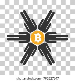 Bitcoin Pool Community vector pictograph. Illustration style is flat iconic symbol on a chess transparent background.