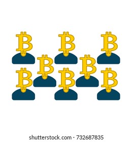 Bitcoin pool. Extraction of Cryptocurrency. Mining is virtual money. Vector illustration
