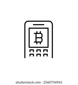 Bitcoin powered RFID payment terminal, crypto wallet. Pixel perfect vector icon