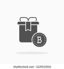 Bitcoin present gift box giveaway glyph icon. Can be used for digital product, presentation, print design and more.