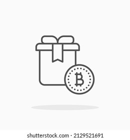 Bitcoin present gift box giveaway line icon. Editable stroke and pixel perfect. Can be used for digital product, presentation, print design and more.