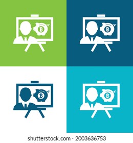 Bitcoin Presentation Flat four color minimal icon set