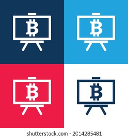 Bitcoin Presentation Symbol blue and red four color minimal icon set