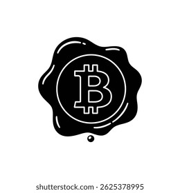 Bitcoin presionado dentro del sello de cera que representa autenticación y seguridad