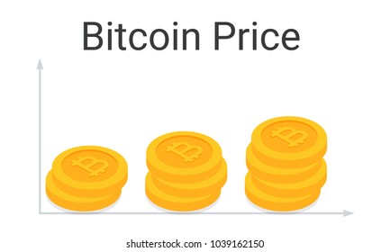 Bitcoin price. Chart with bitcoins. Vector illustration