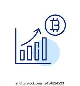 Gráfico de Precio de Bitcoin. Gráfico de líneas con tendencia creciente. Icono de trazo perfecto y editable