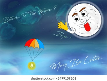 Bitcoin Price Drops vector image, Bitcoin To The Moon, BTC.